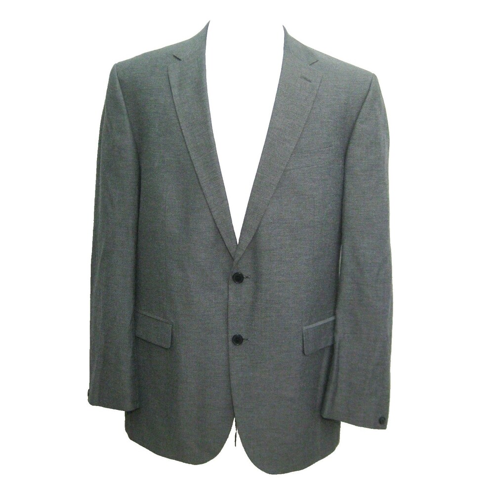 Kenneth Cole Men's 46L Gray 2 Button Wool Blend Sport Coat Blazer Suit Jacket